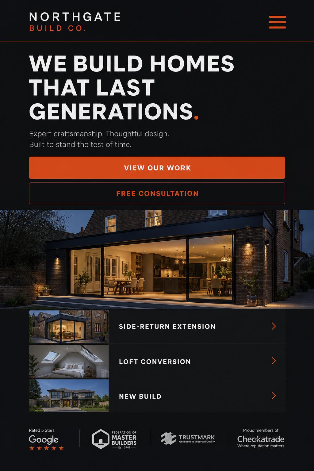 Northgate Build Co. mobile website preview